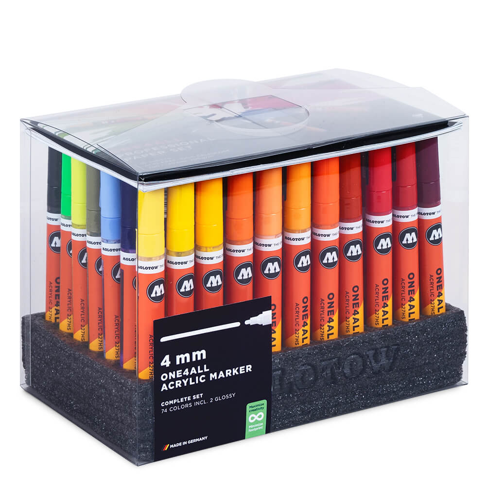 Refs 4 CARAT/ 【F】 Pack de 74 marqueurs acrylique rechargeables 4mm Molotow